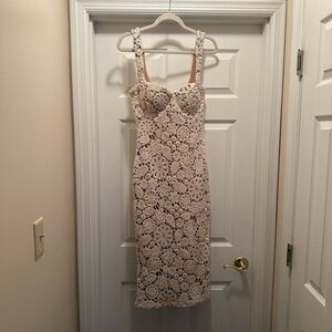 Mykonos Crochet Midi Dress - Cream/combo XS NWT